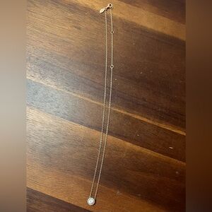 Pandora Rose Gold Necklace ALE MET Bezel CZ Pendant Dainty Adjustable Chain